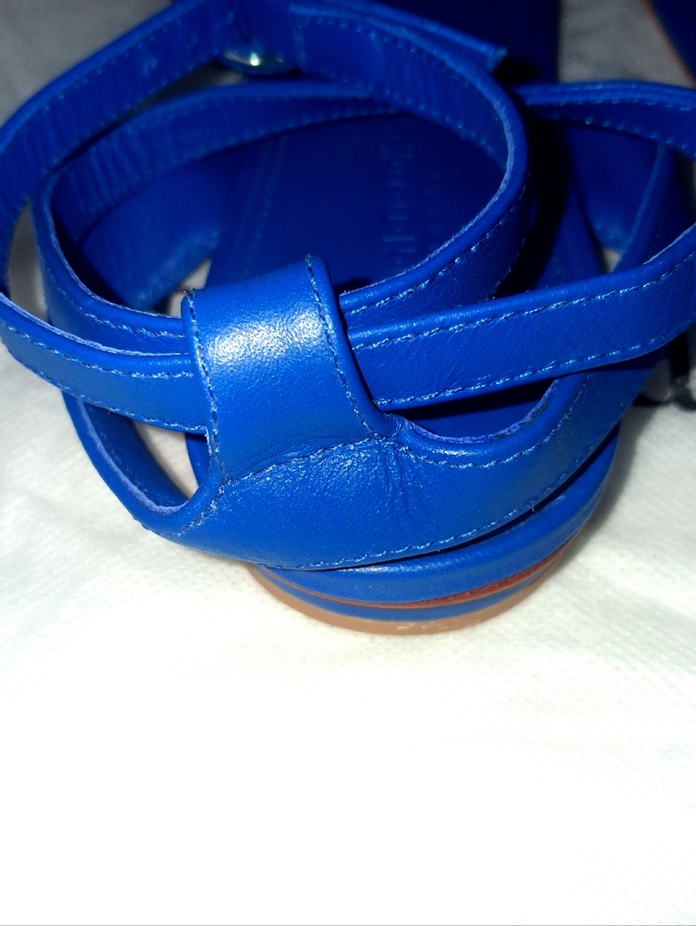 Dondoks Paris Leather Blue & green floral embellished sandals with ankle strap - Picture 10 of 11